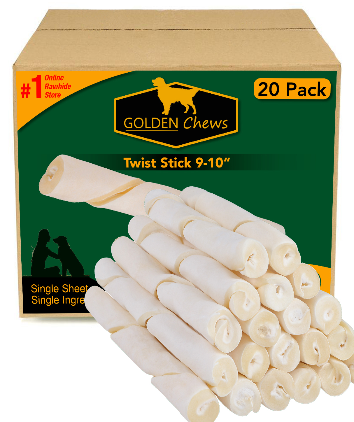 Retriever roll 9-10 inch All Natural Rawhide Product 40 Pack 